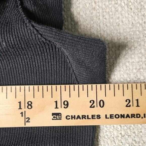 Express Black Ribbed Ruffle Shoulder Tank Cotton Spandex Size L - Picture 6 of 11